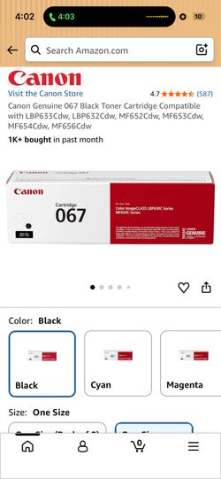 Canon 067H Genuine High-Yield Black Laser Toner for Color imageCLASS MF/LBP