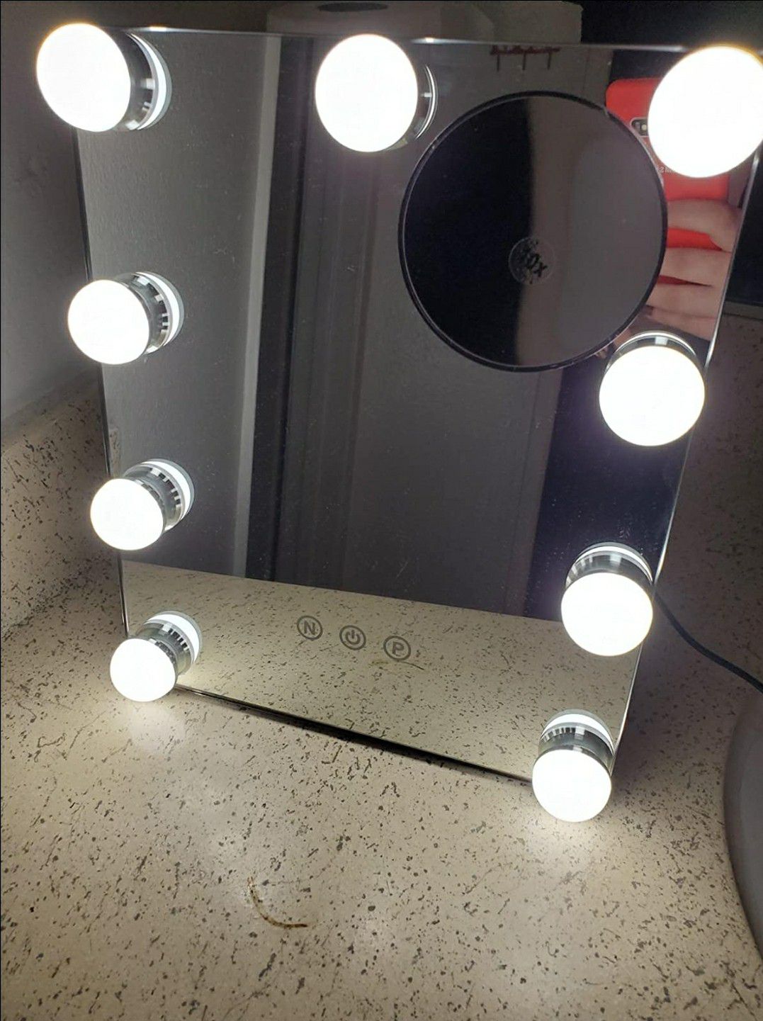 Vanity Mirror with Lights, Hollywood Makeup Mirror with Dimmable LED Lights 3 Colors Light, 10X Magnification Touch Control 360°Rotation