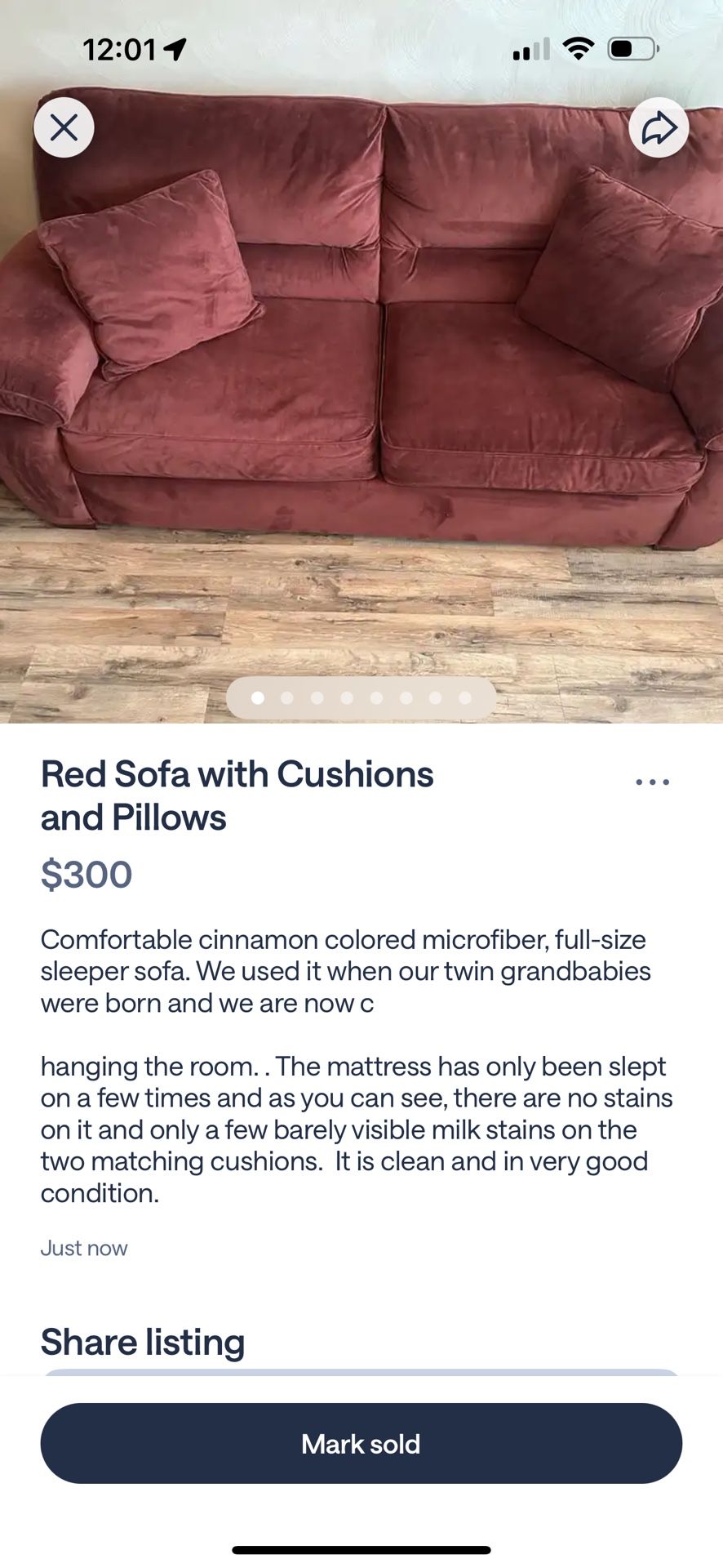Cinnamon Colored Microfiber Sleeper Sofa