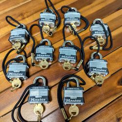 Lot Of 10 Commercial Master Lock No. 3 With Lanyard