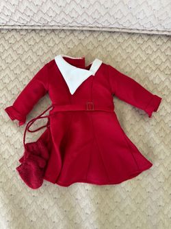 Doll Clothes – American Girl Kit Christmas Dress + Mittens