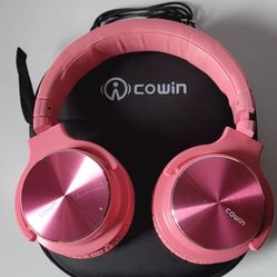 Cowin Noise Cancelling Over The Ear Hot Pink Headphones Bluetooth With Case!