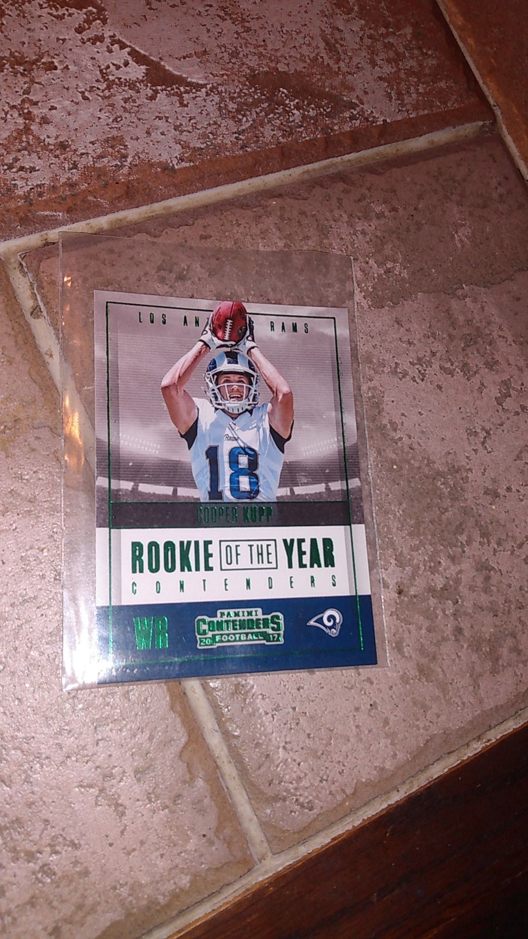 2017 Green Panini contenders Cooper Kupp Rookie of the year card