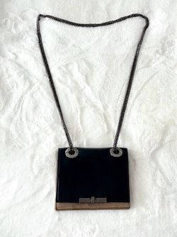 Maison Halaby Italy Calfskin Chain Shoulder Crossbody Bag Black Pink Excellent
