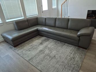 Gray Leather L-Shaped Sectional Sofa