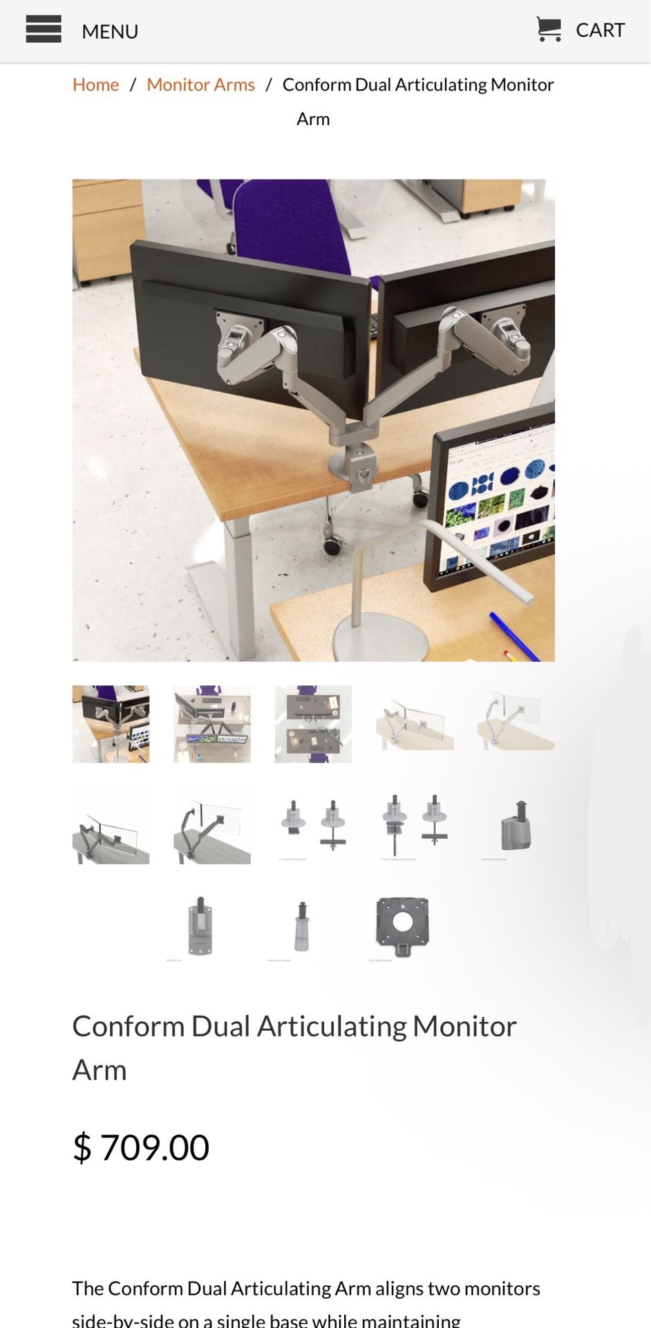 Workwrite Conform Dual Articulating Monitor Arm