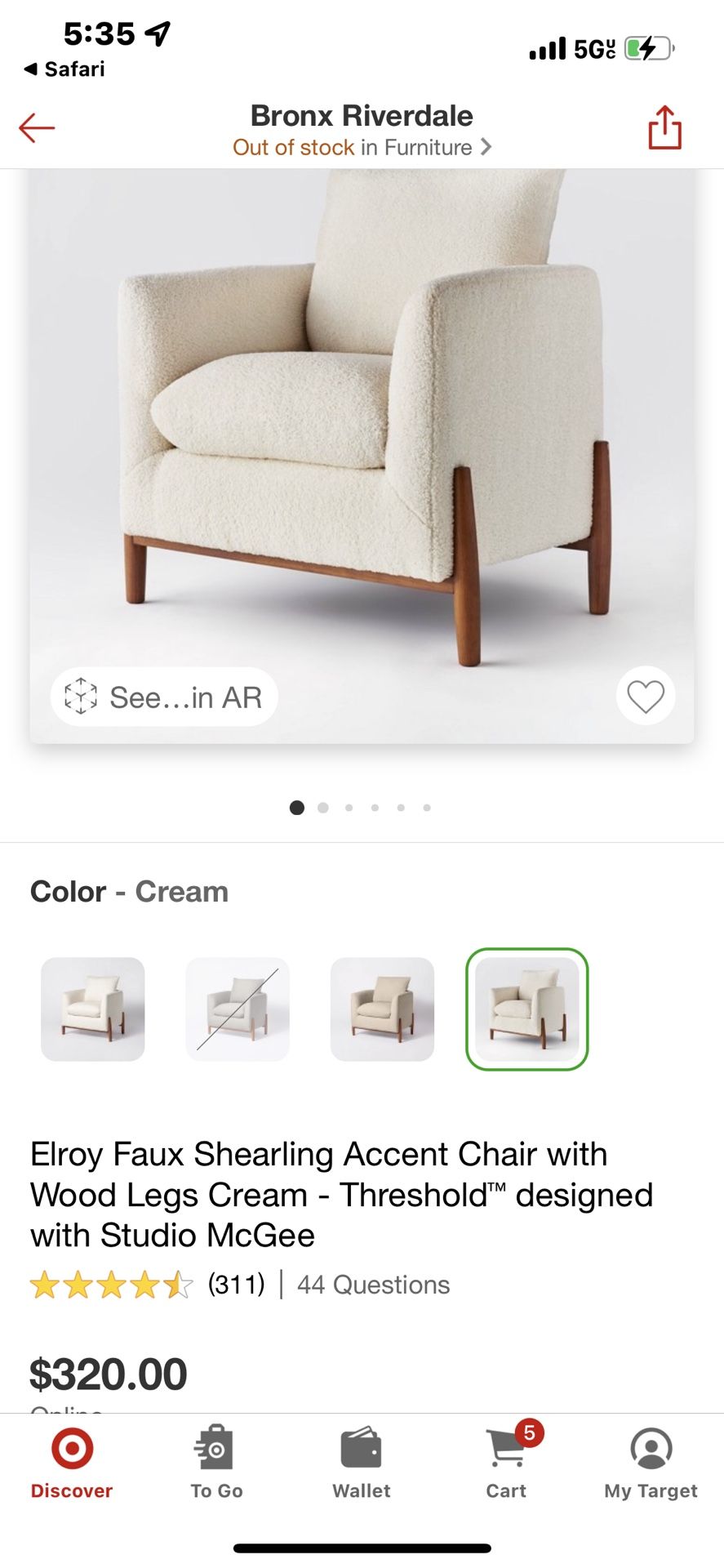 Elroy sherpa accent chair with wood legs cream hot sale
