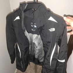 NorthFace Black Women Jacket With Hoodie, Size XS