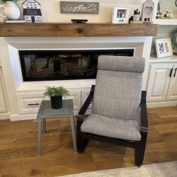 IKEA POANG Black Cushioned Chair with Industrial Steel Side Table