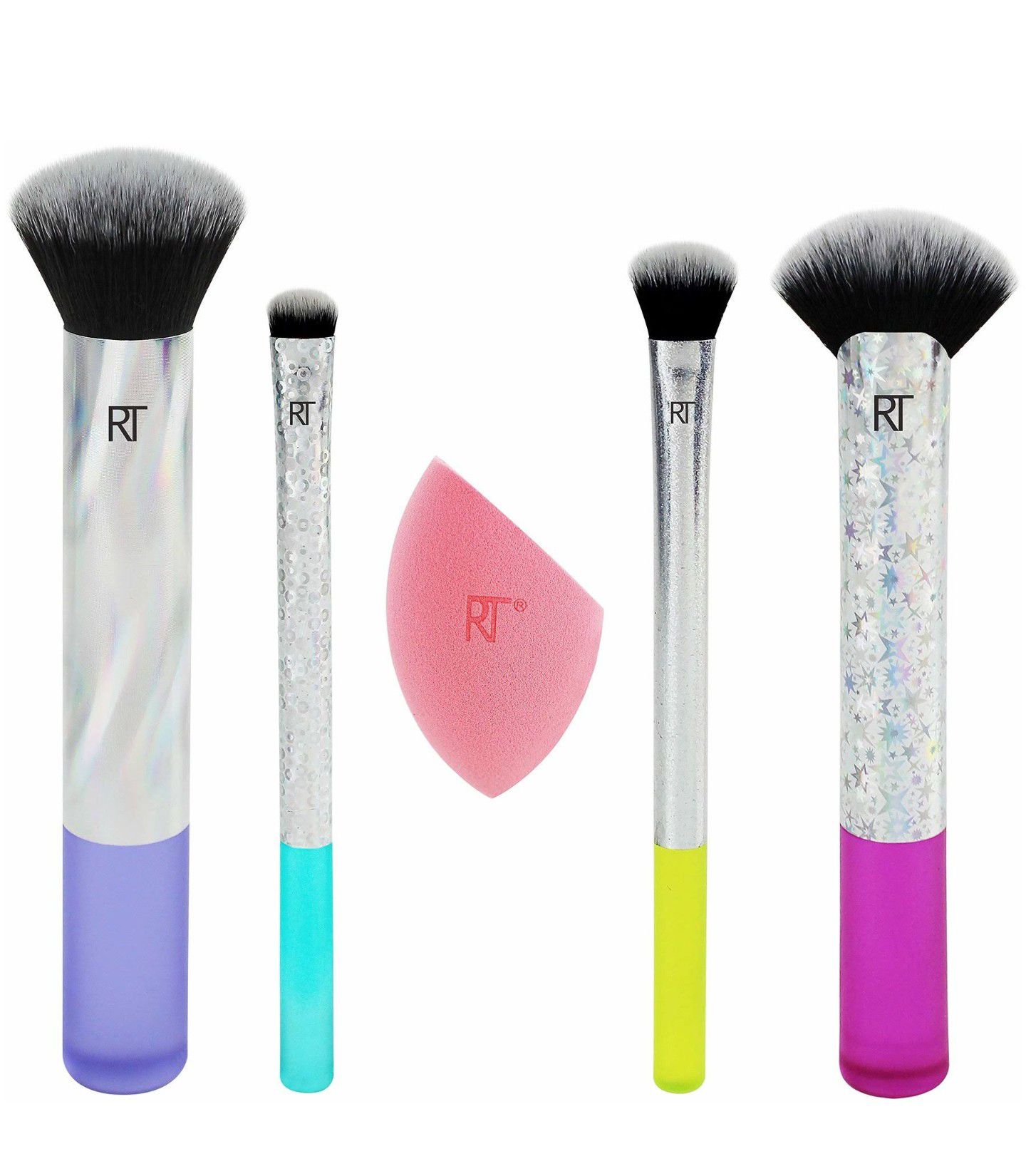 Real techniques limited edition neon lights 5 piece makeup brush set by Sam & nic NEW in box