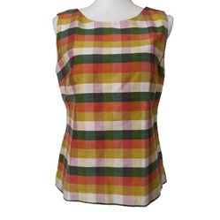 New Talbots Woman’s multicolor  plaid blouse 100% k Top, Sz 10 Side zipper  New but tag was removed.  100% Silk, Sz 10