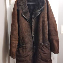 Men's Sheepskin Shearling Suede Jacket Size 5XL 