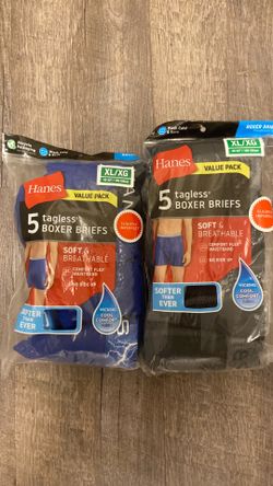 10 pair Hanes XL tagless boxer briefs with wicking cool comfort