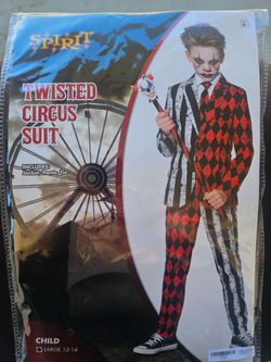 Circus Joker Suit Spirit Halloween Costume - Kids Size Large - Like New