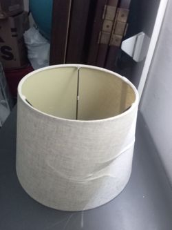 Beige Sandy Colored Lamp Shade. See Picture On Condition.  Minor Dent. (Easy Fix/Flip If You're Handy). 