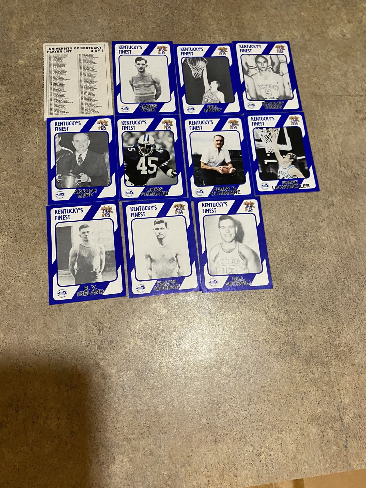 1989 College Football Kentucky Cards