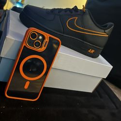 Nike Air Force 1 Low Black w/ Orange Swoosh (GS) Size 5Y— Brand New