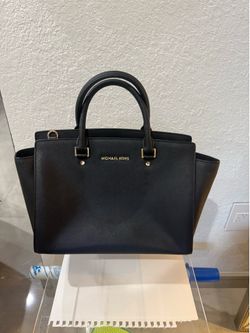 Michael Kors Black Saffiano Leather Satchel Purse with Shoulder Strap