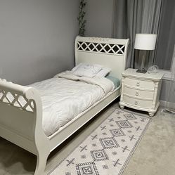 Bed With bedside table/ Mirror dresser