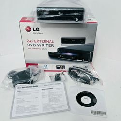 LG 24x GE24 External DVD Writer M Disc Silent Play Accsry Incl *READ Open Box*