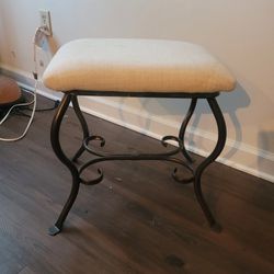 Cream Beige Ivory Upholstered Vanity Stool Chair Ottoman