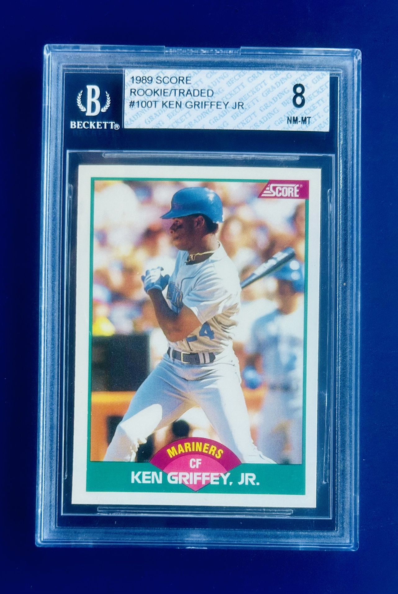 1989 Score Ken Griffey Jr Rookie Baseball Card Graded Beckett 8