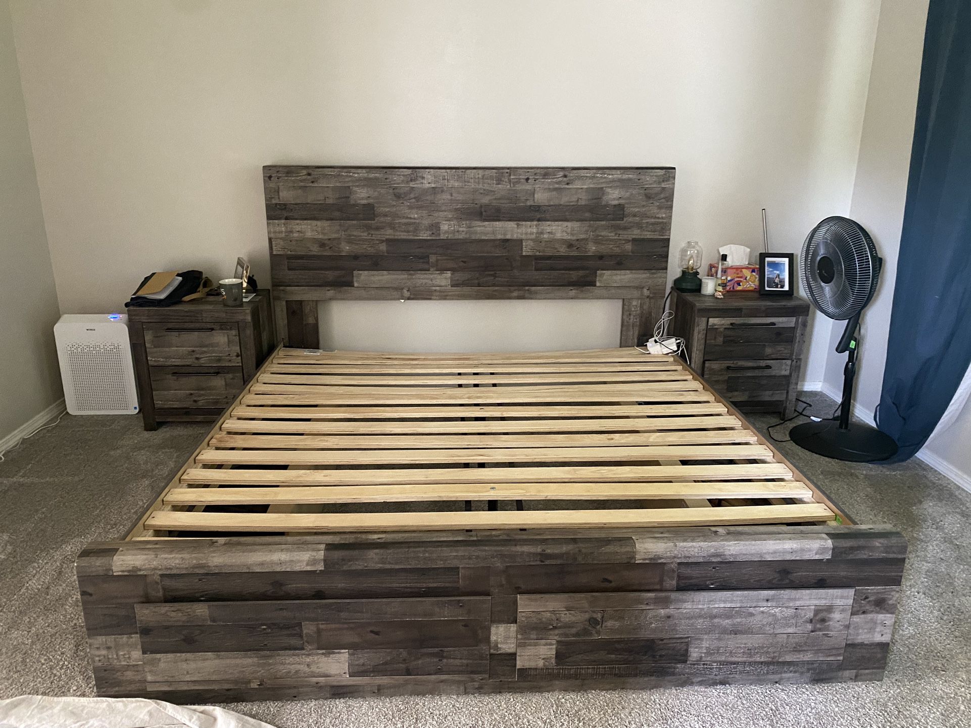 King Bed Frame + Night Stands