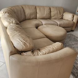 Large Leather Sectional Plus Ottoman