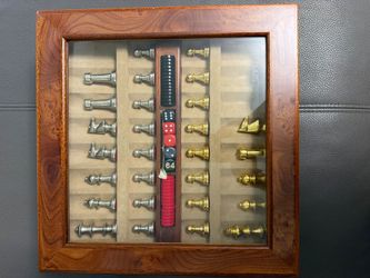 VINTAGE AGRESTI MULTI CHESS, BACKGAMMON, CHECKER, GLASS WOOD
