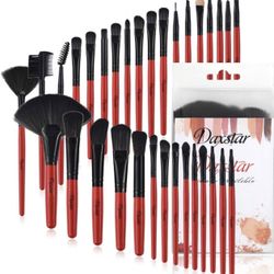 Makeup Brushes Set, Red 32 Pcs Professional Cosmetic Makeup Brushes Kits for Eyeshadow Kabuki Powder Blending Blush Brushes Cruelty-Free Synthetic Mak