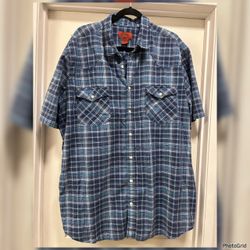 Foundry • Men’s Tall Blue Plaid Shirt (2XLT)