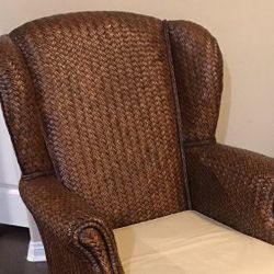 High End Wicker Weave Chair And Ottoman