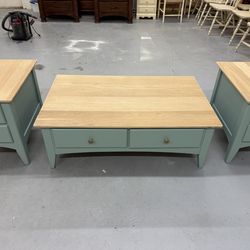 Refinished Oak Coffee Table Set