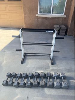 Dumbbell Rack & Hexagon Dumbells