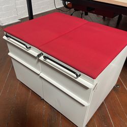 Knoll Mobile Box/File Pedestal, File cabinet w/ Red Cushion