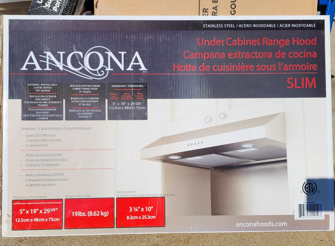 Ancona Vent Hood 30" Stainless