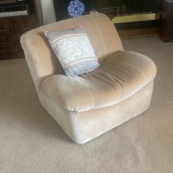 Beige Revolving Couch Chair Full 360 Mobility 