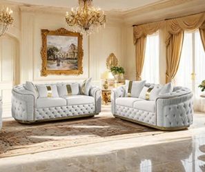 Glam Sofa and Loveseat Set Brand New