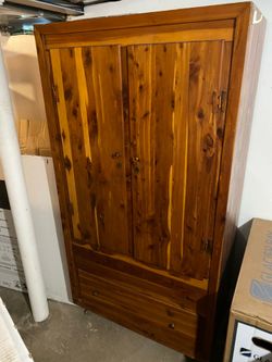 Hand made cedar closet on wheels