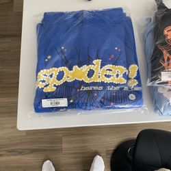 Sp5der Hoodie T.C. Blue Size L