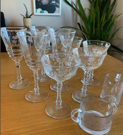 Vintage/Antique Etched Wine Glasses