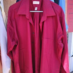 Mens Dressy Red Shirt, 18 Neck, 35/36 Tall