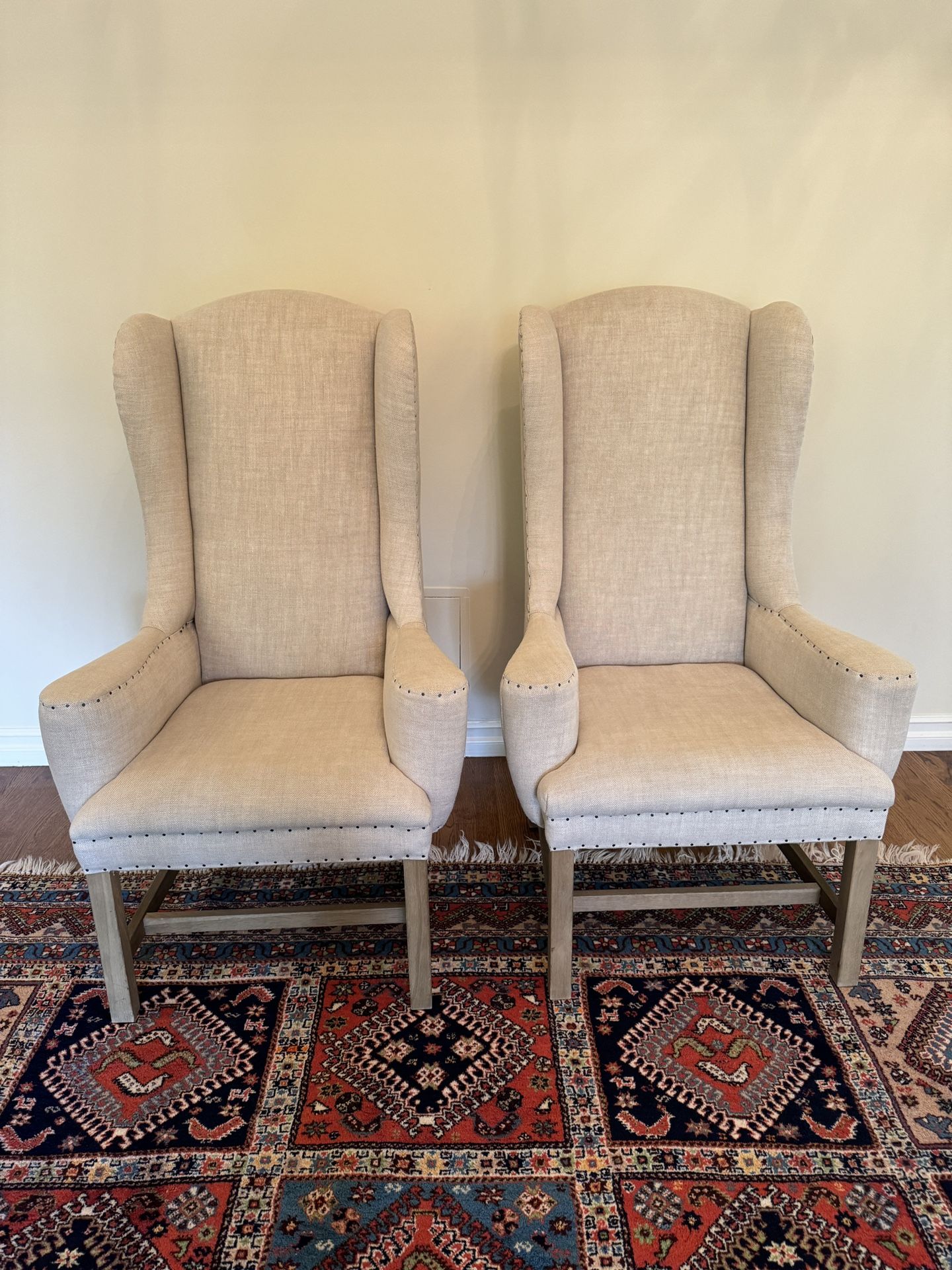 RH French Wingback Fabric Chairs - Set of 2