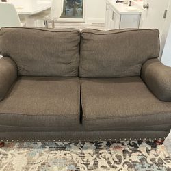 Brown Fabric Loveseat Couch 