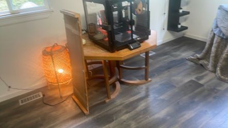 Wood herringbone pattern table with extension leaf