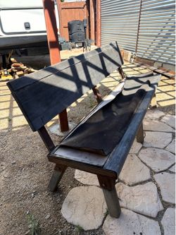 Free free free !!! strong wood and metal rustic bench !