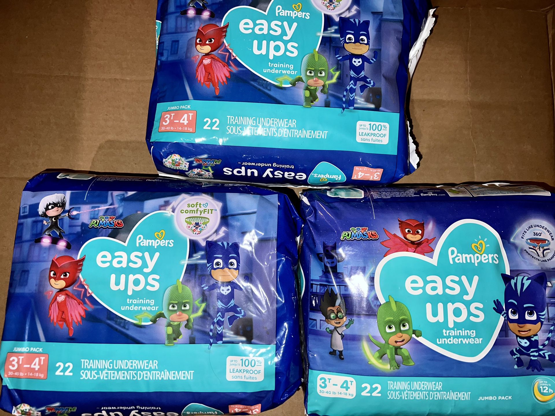 3 bags Pampers Easy Ups Training Underwear Boys Size 5 3T-4T 22 Count