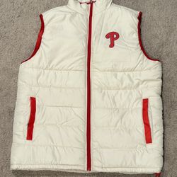 Phillies Cream & Red Puffer Vest – Size Large *Limited Merch*