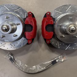 12” Disc Brake Kit For Chevelle El Camino 2” Drop Spindles Red Calipers Bolt On Ready