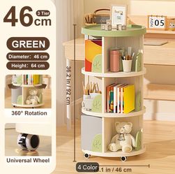 360° Rotating  Plastic Bookshelf Tower